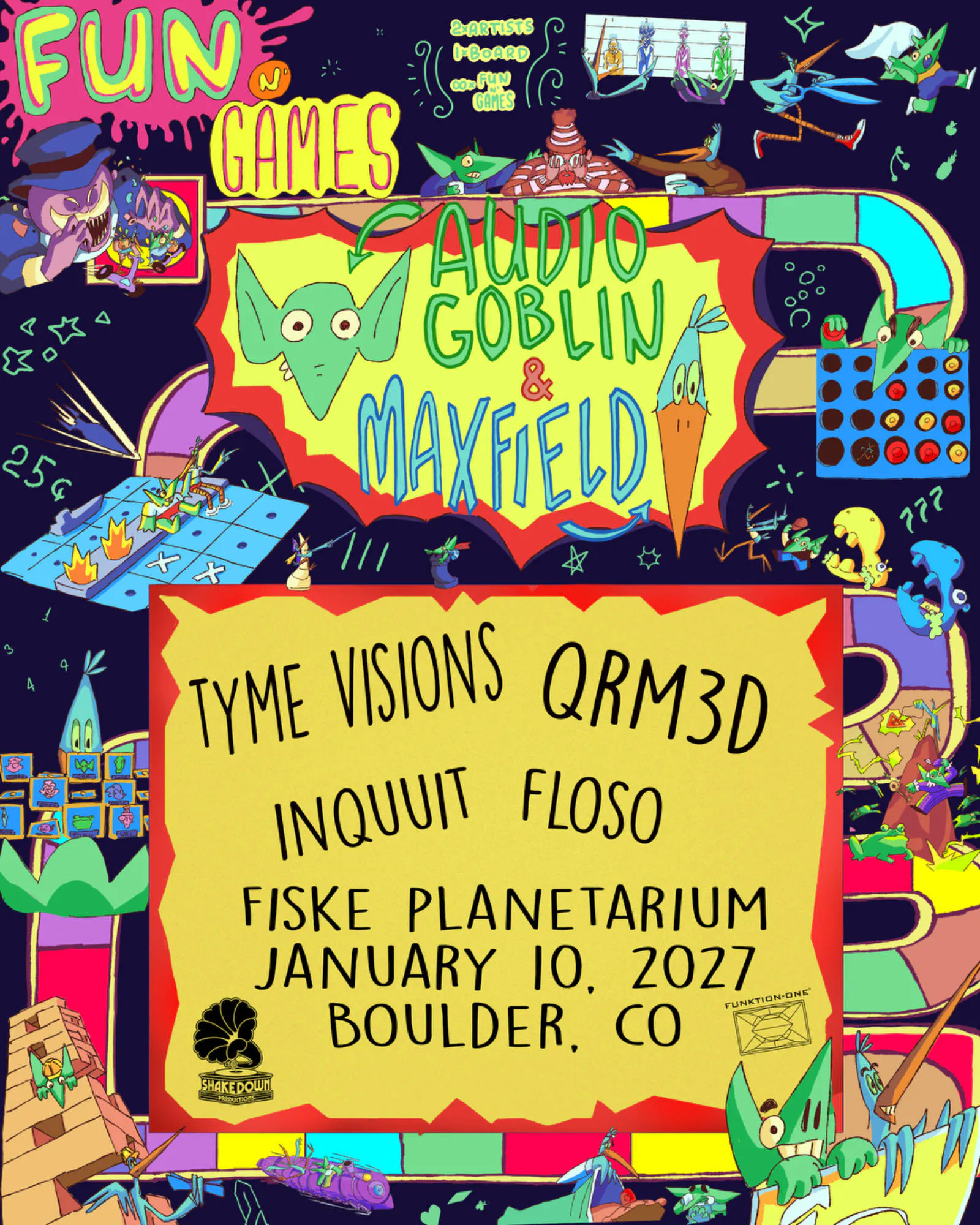 Fun & Games: Maxfield, Audio Goblin & Inquuit at Fiske 1.10.27 event banner