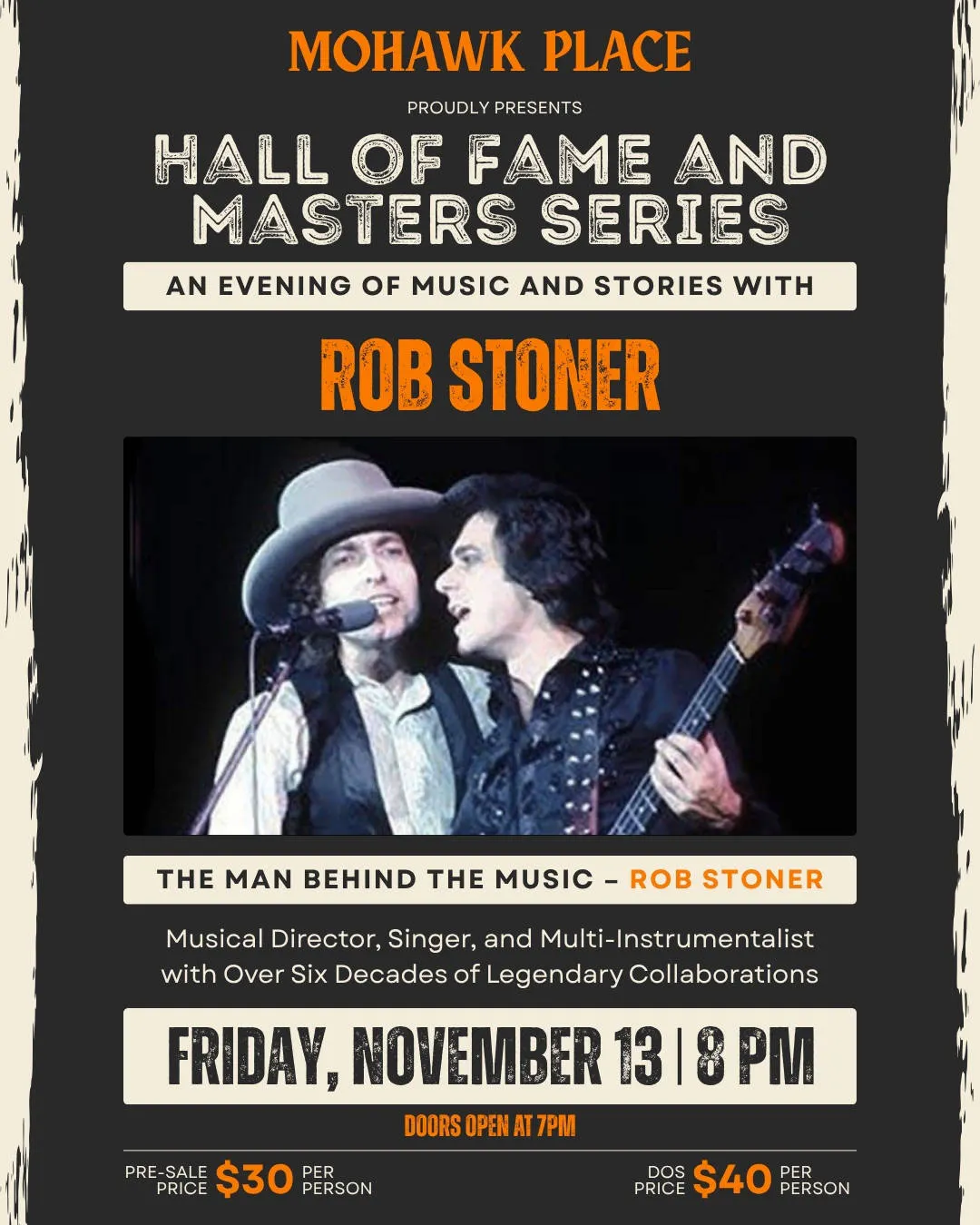 ROB STONER - HALL OF FAME MASTERS SERIES - AN EVENING OF MUSIC AND STORIES event banner