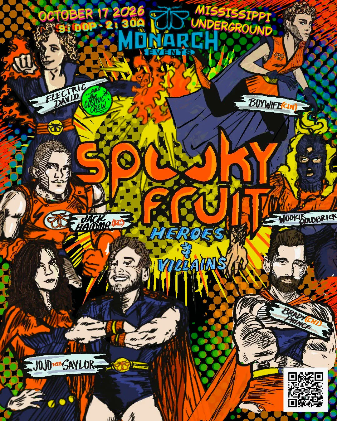 Spooky Fruit: Heroes & Villians event banner