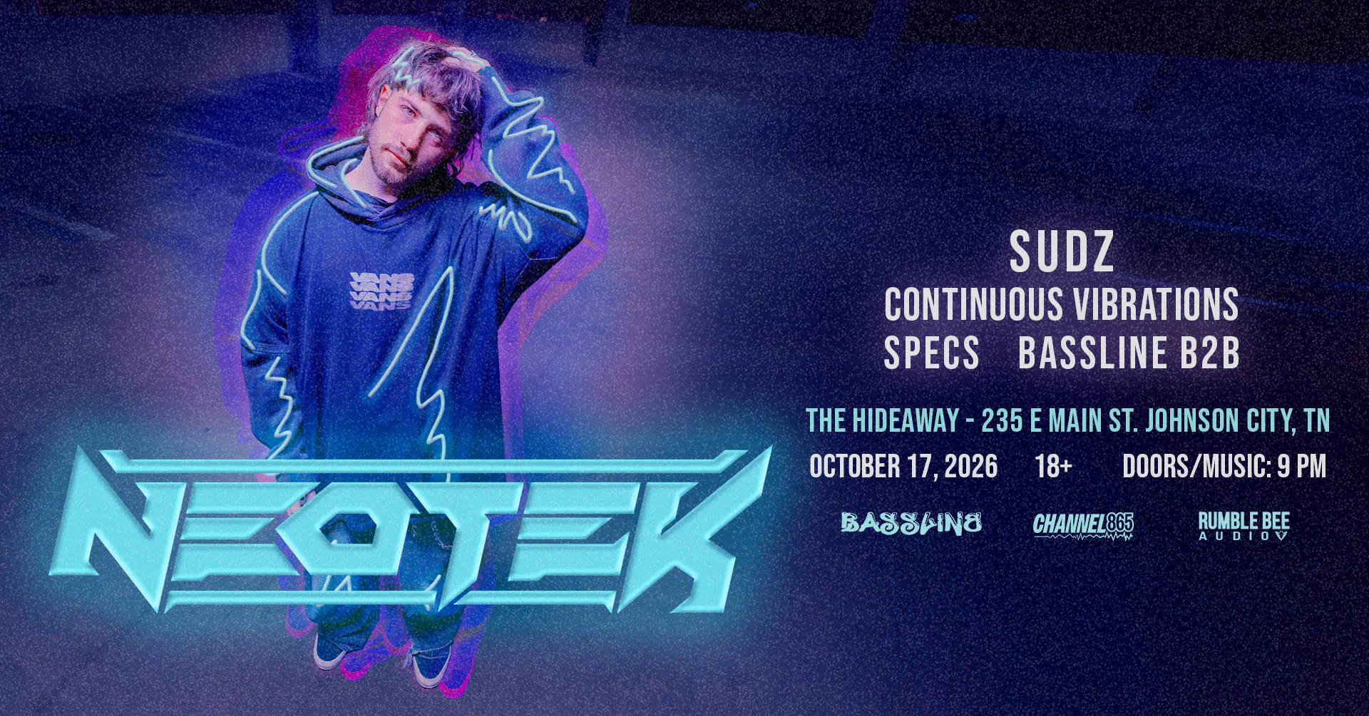 Neotek at The Hideaway event banner
