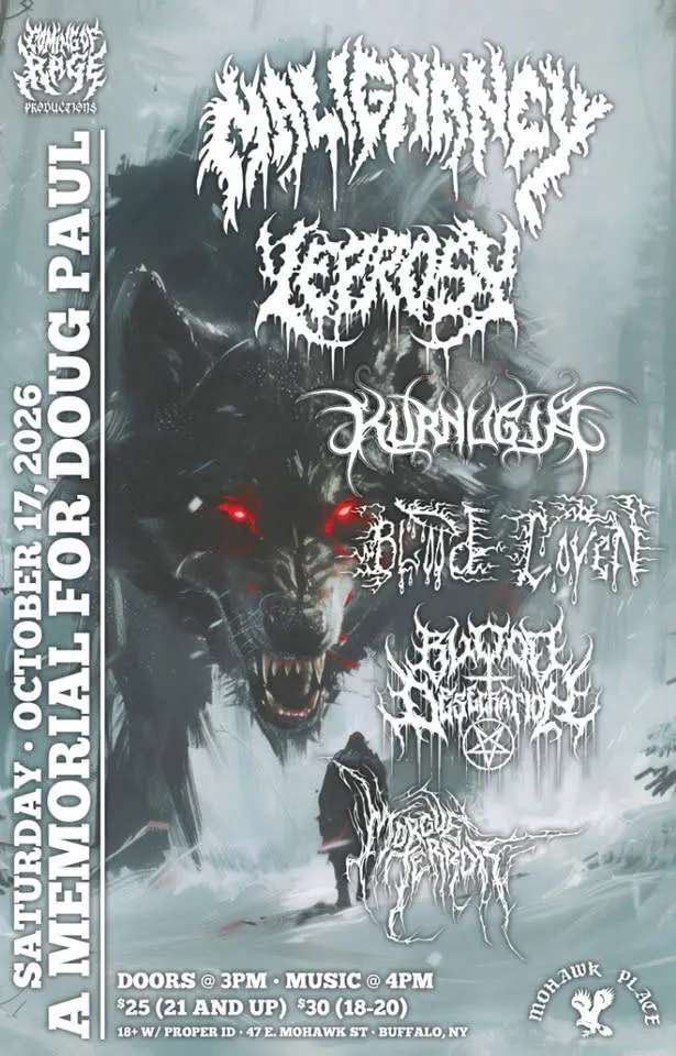 A Memorial for Doug Paul: Malignancy, Leprosy, Kurnugia, Blood Coven + 2 more event banner