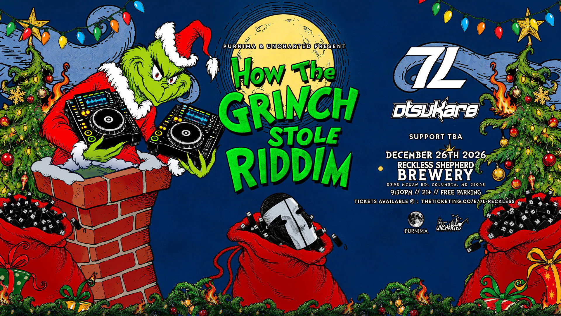 HOW THE GRINCH STOLE RIDDIM feat. 7L & Otsukare event banner