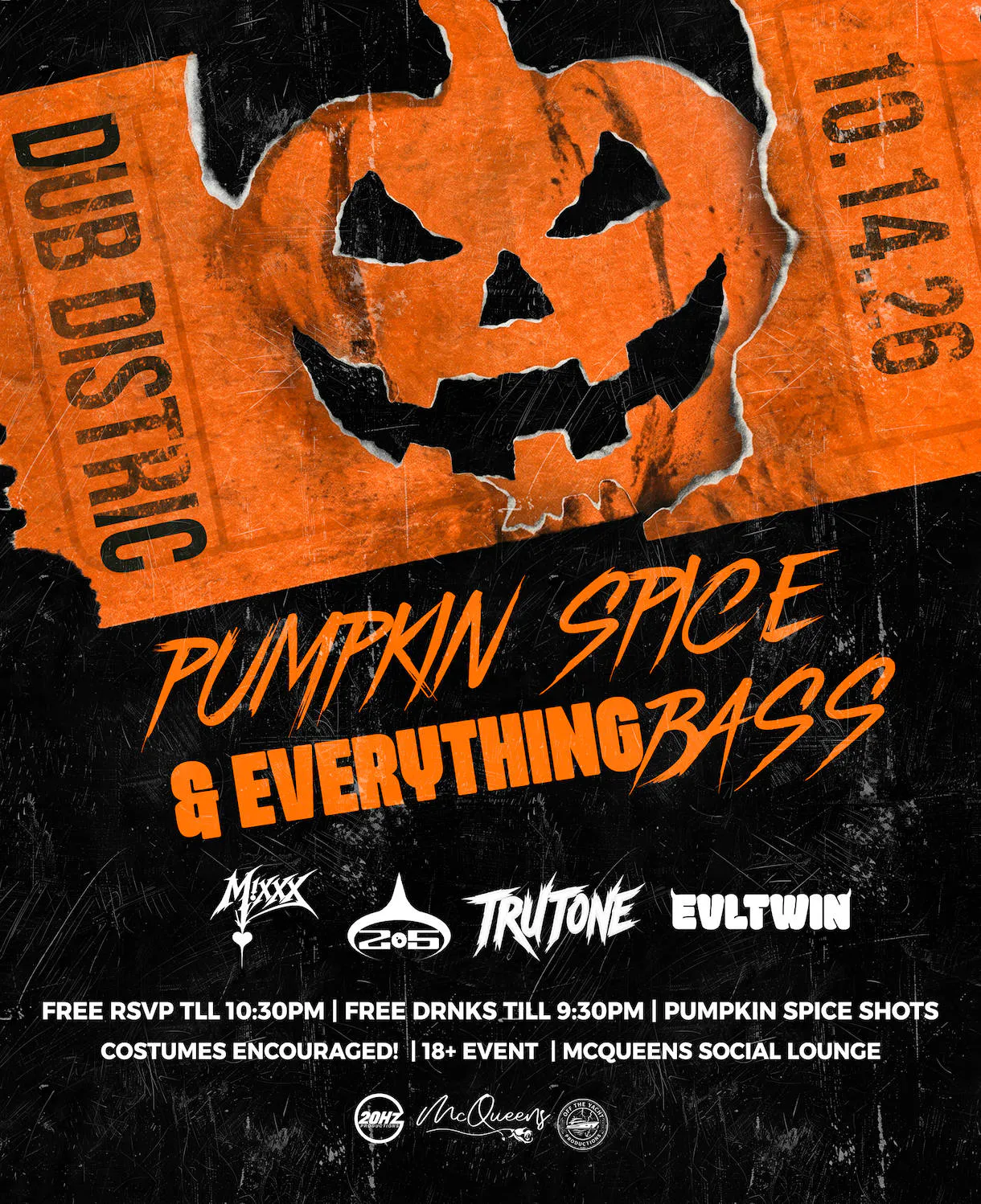 DUB DISTRICT: PUMPKIN SPICE & EVERYTHING BASS OCTOBER 14TH event banner