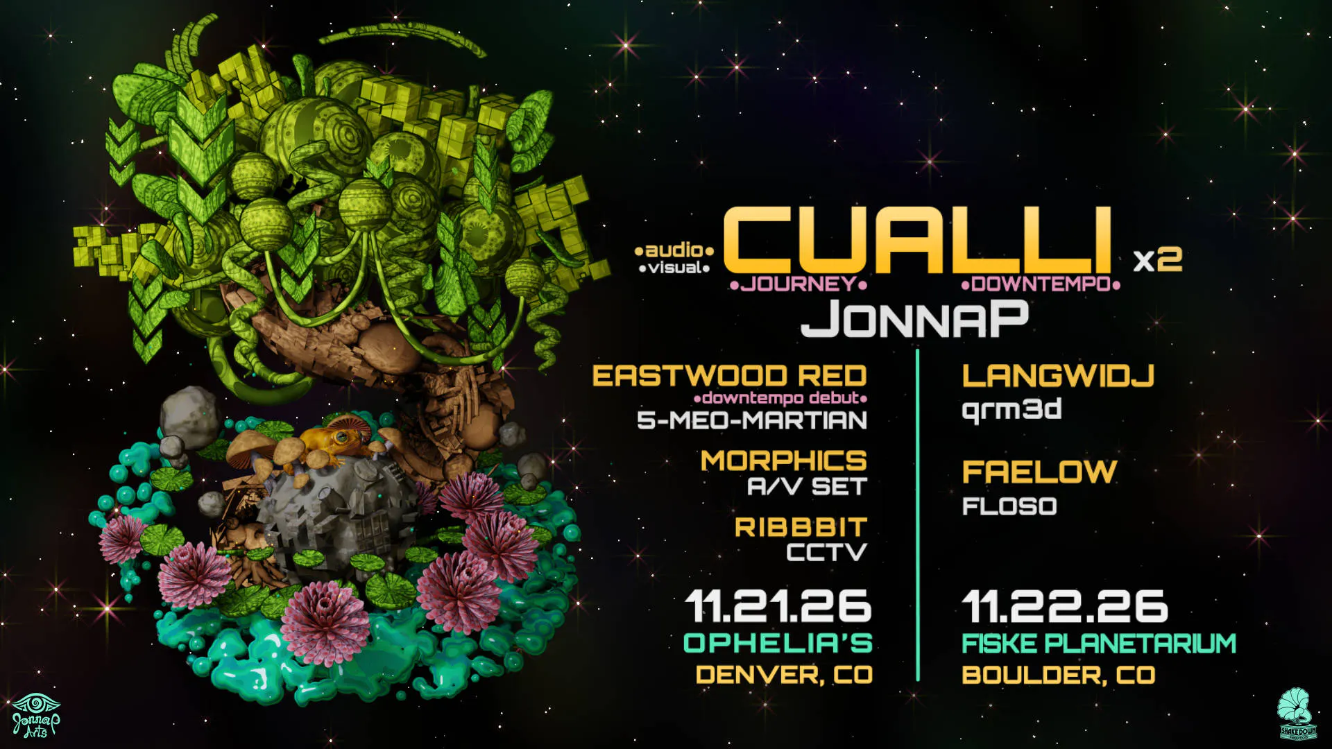 Cualli & Jonna P: Night 2 feat. Faelow & Langwidj at Fiske 11.22.26 event banner