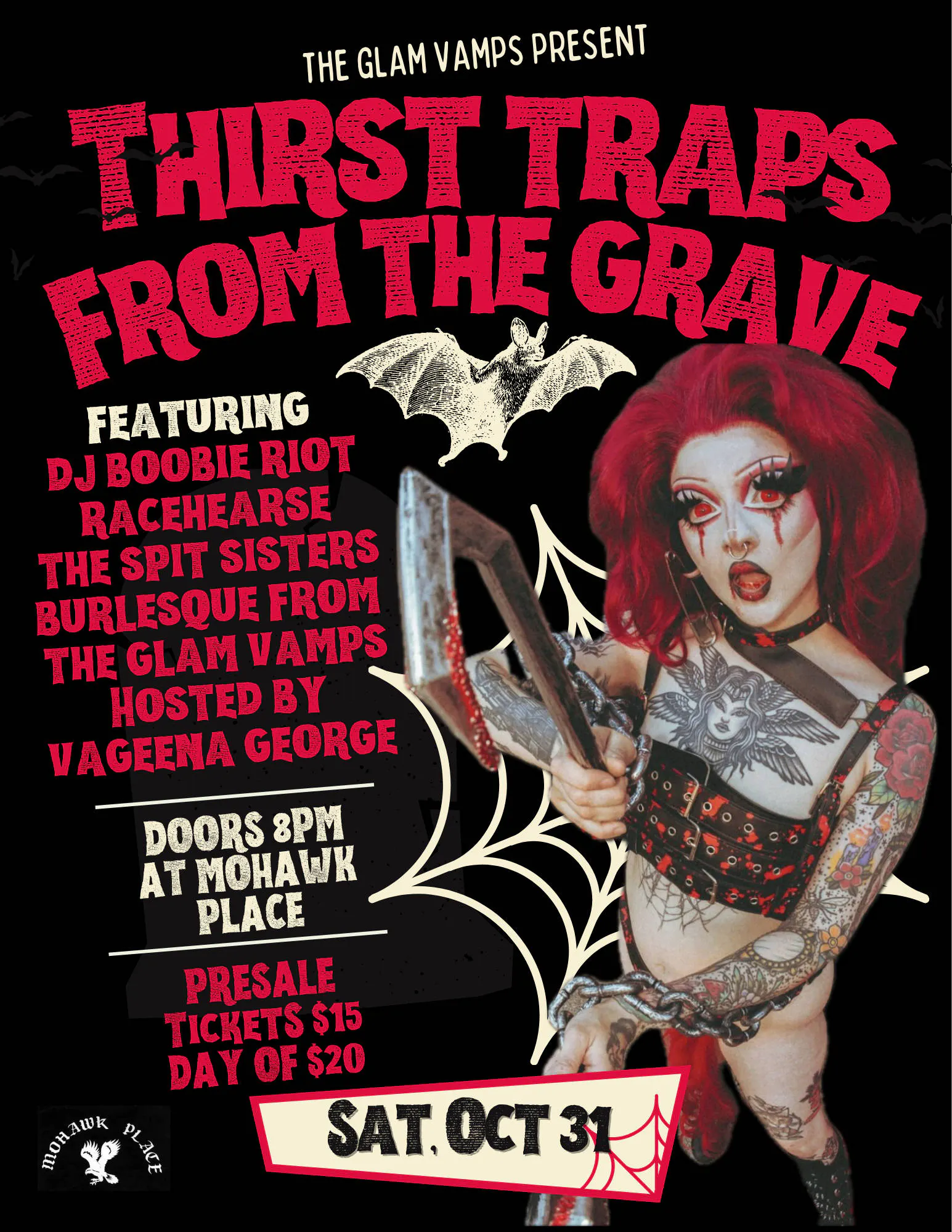 Thirst Traps From The Grave: Halloween show w/ Glam Vamps, Spit Sisters, Racehearse, DJ Boobie Riot event banner