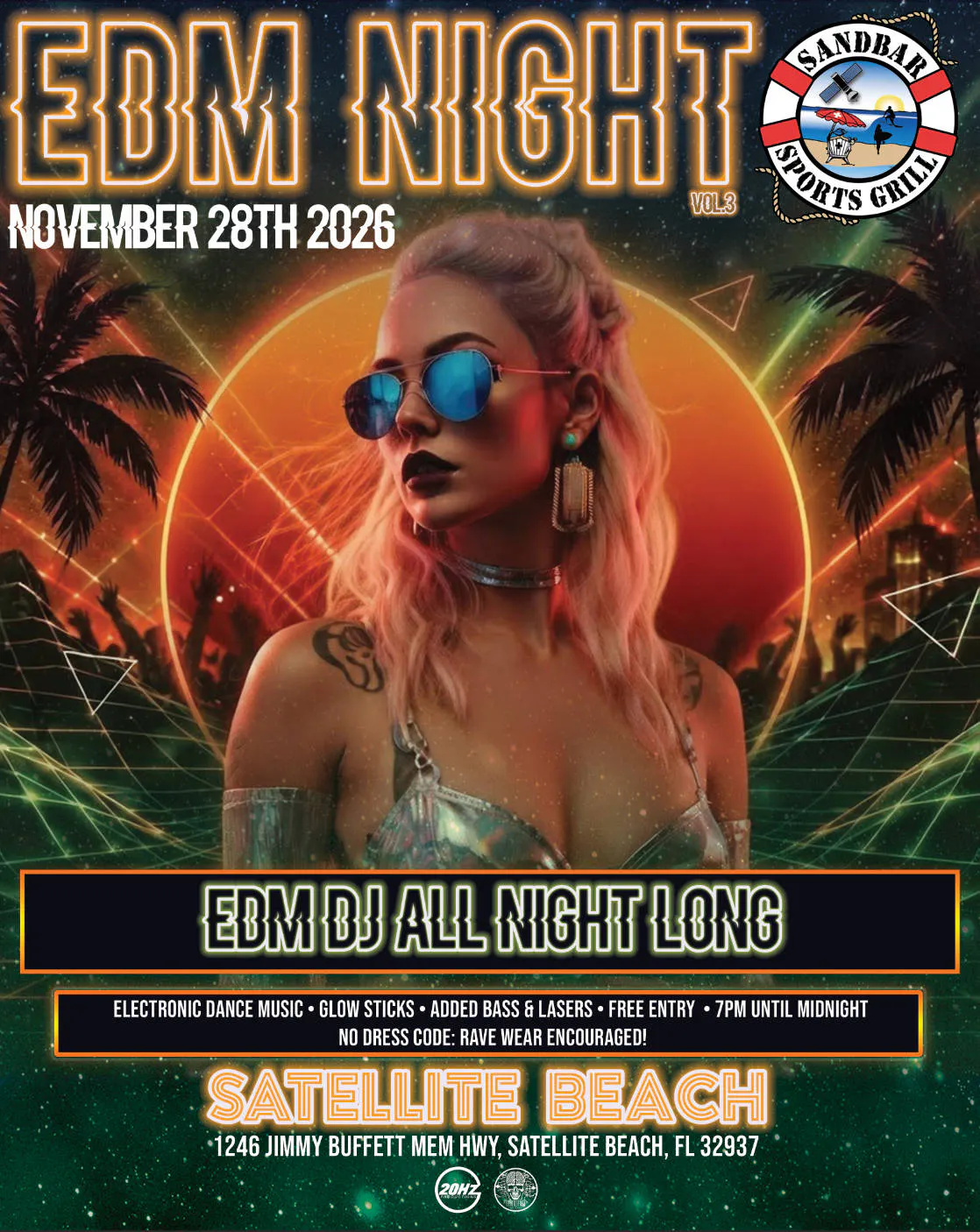 EDM NIGHT: SANDBAR SATELLITE BEACH event banner