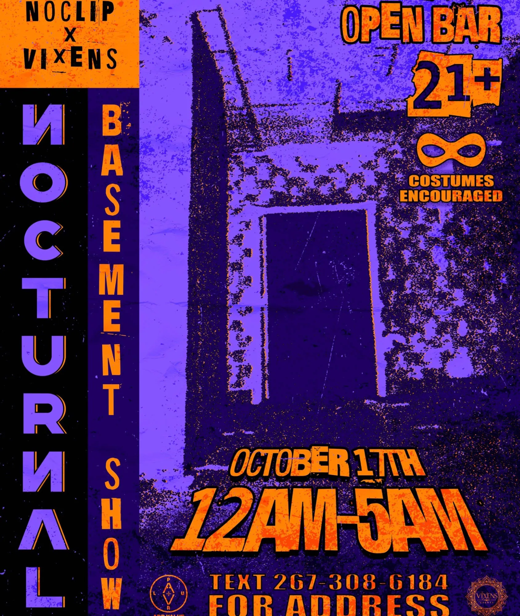 NOCLIP X VIXENS: NOCTURNAL (garage) event banner