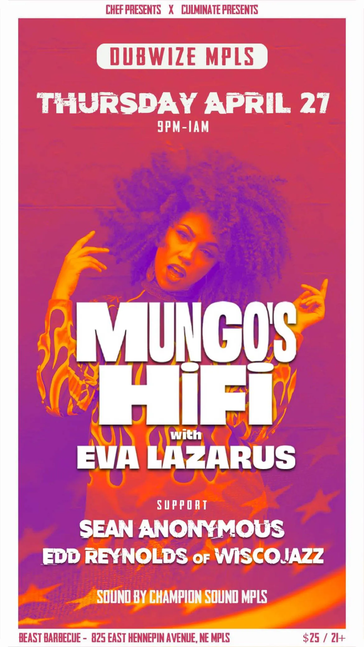 DubwizeMPLS w/ Mungo’s Hi Fi, Eva Lazarus, Sean Anonymous,  Edd Reynolds of WiscoJazz  event banner