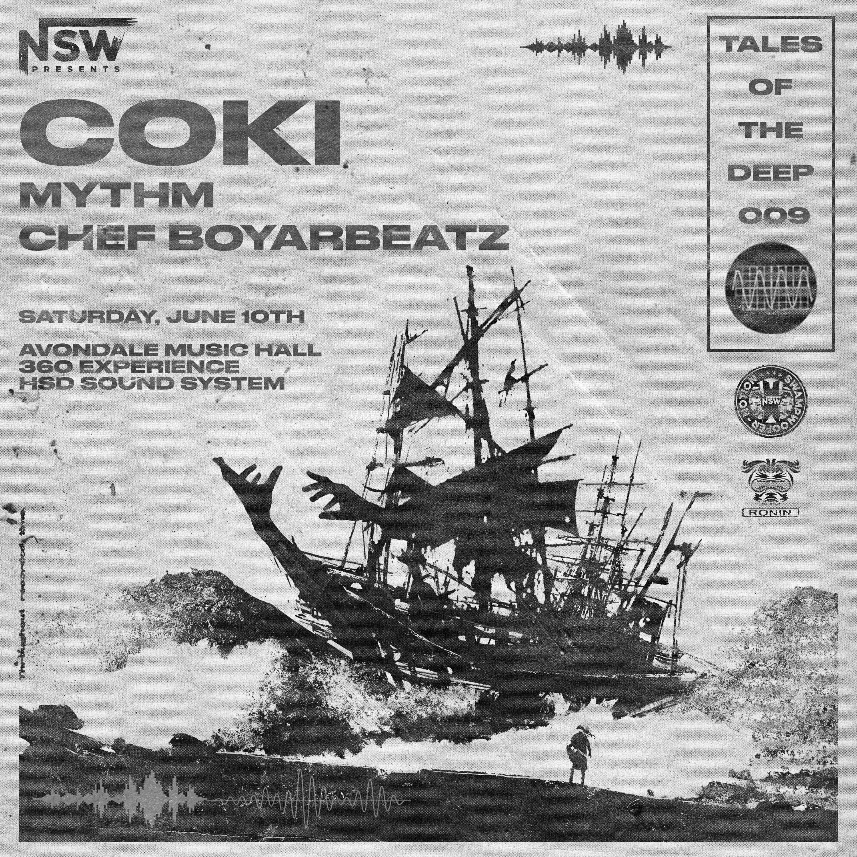 Tales of the Deep 009: Coki, Mythm, & Chef Boyarbeatz (360 Experience) event banner