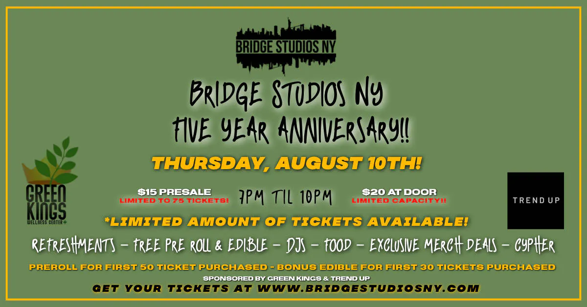 Bridge Studios NY Five Year Anniversary event banner