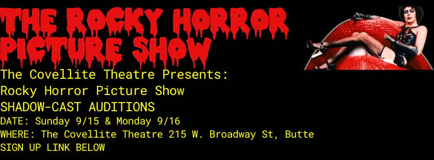 Shadow Cast Auditions: Rocky Horror Picture Show at the Covellite! event banner