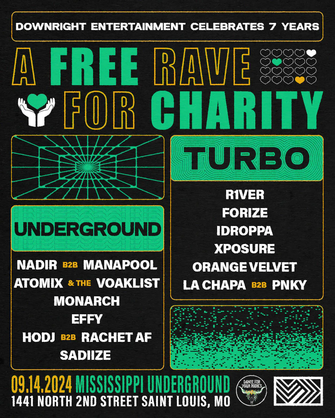Downright Entertainments (7 Year Anniversary) FREE CHARITY RAVE event banner