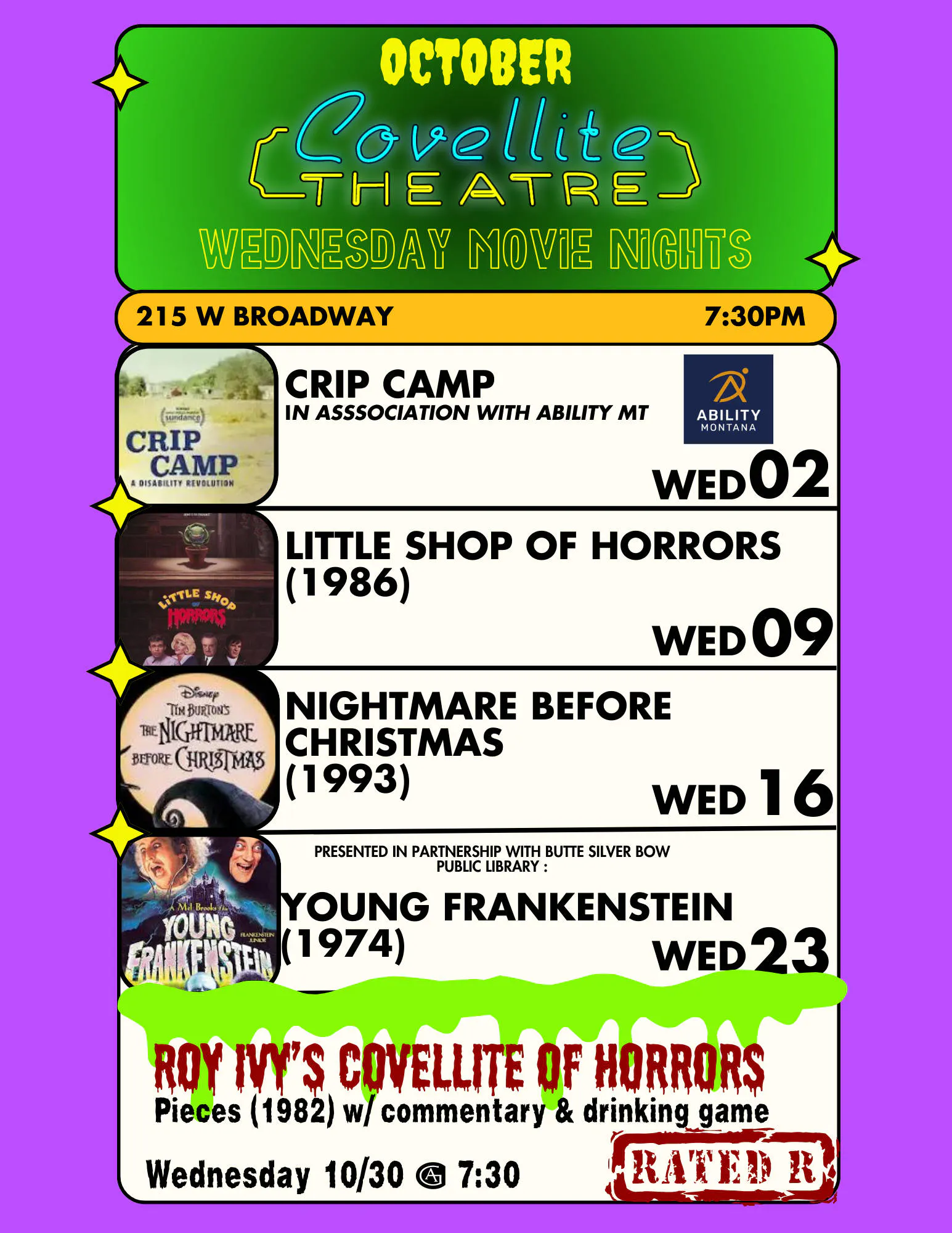 Covellite Movie Nights - Little Shop of Horrors event banner