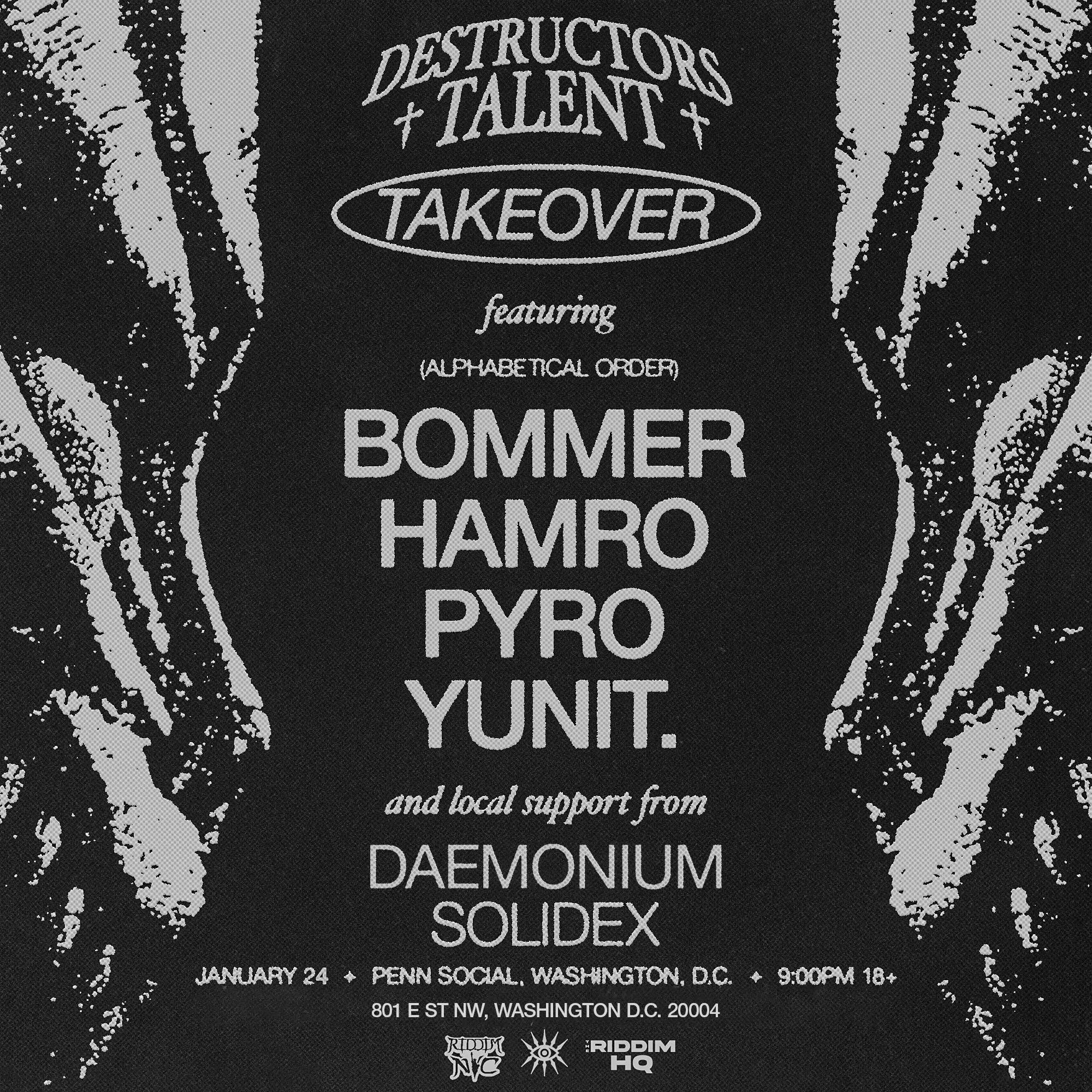 The Riddim HQ Presents: DESTRUCTORS TAKEOVER DC event banner