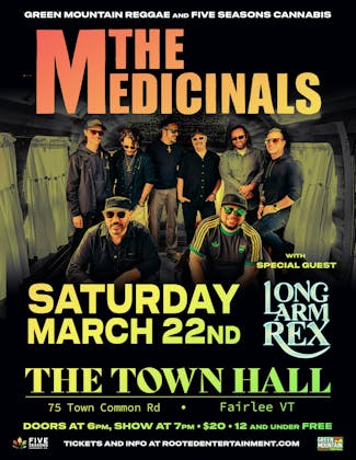 Green Mountain Reggae Presents: The Medicinals w/ Long Arm Rex at The Town Hall event banner