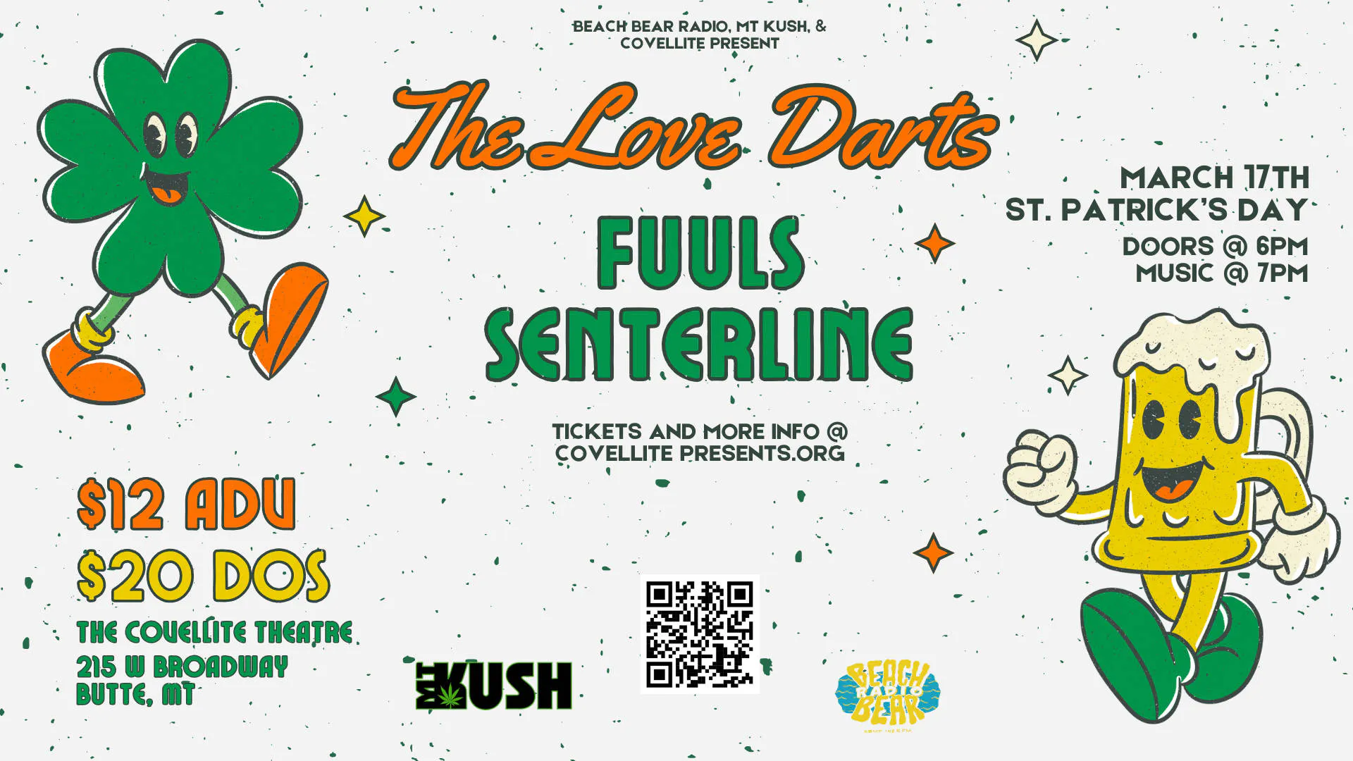 St. Pat's Day Music: THE LOVE DARTS w/ FUULS & SENTERLINE event banner