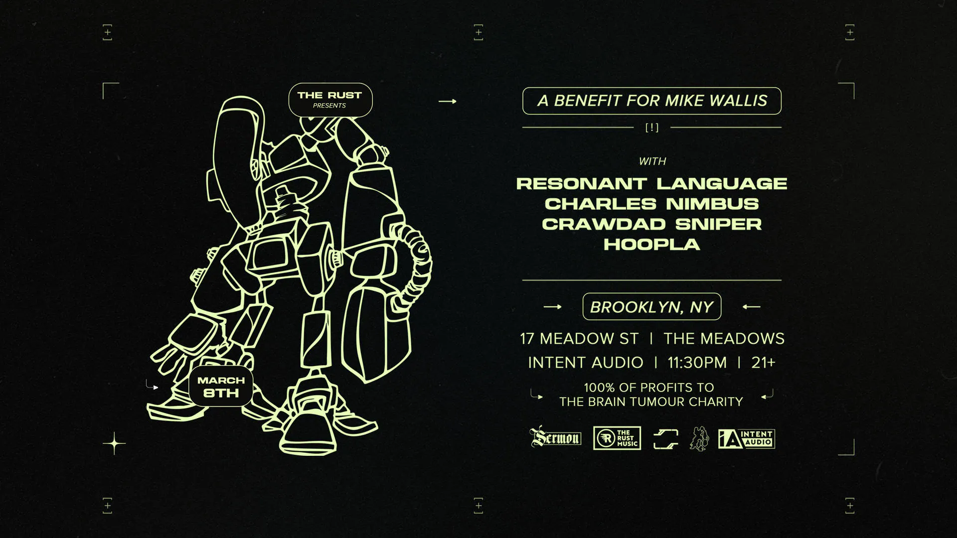 A Benefit for Mike Wallis w/ Resonant Language, Charles Nimbus, Crawdad Sniper & Hoopla event banner
