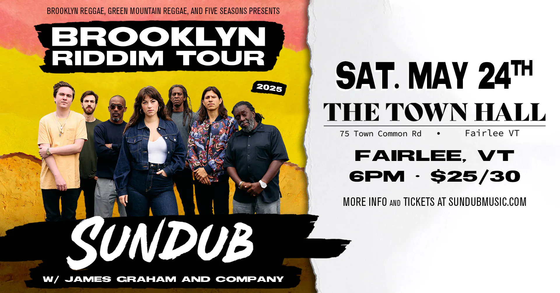 Green Mountain Reggae Presents: SunDub at The Town Hall event banner