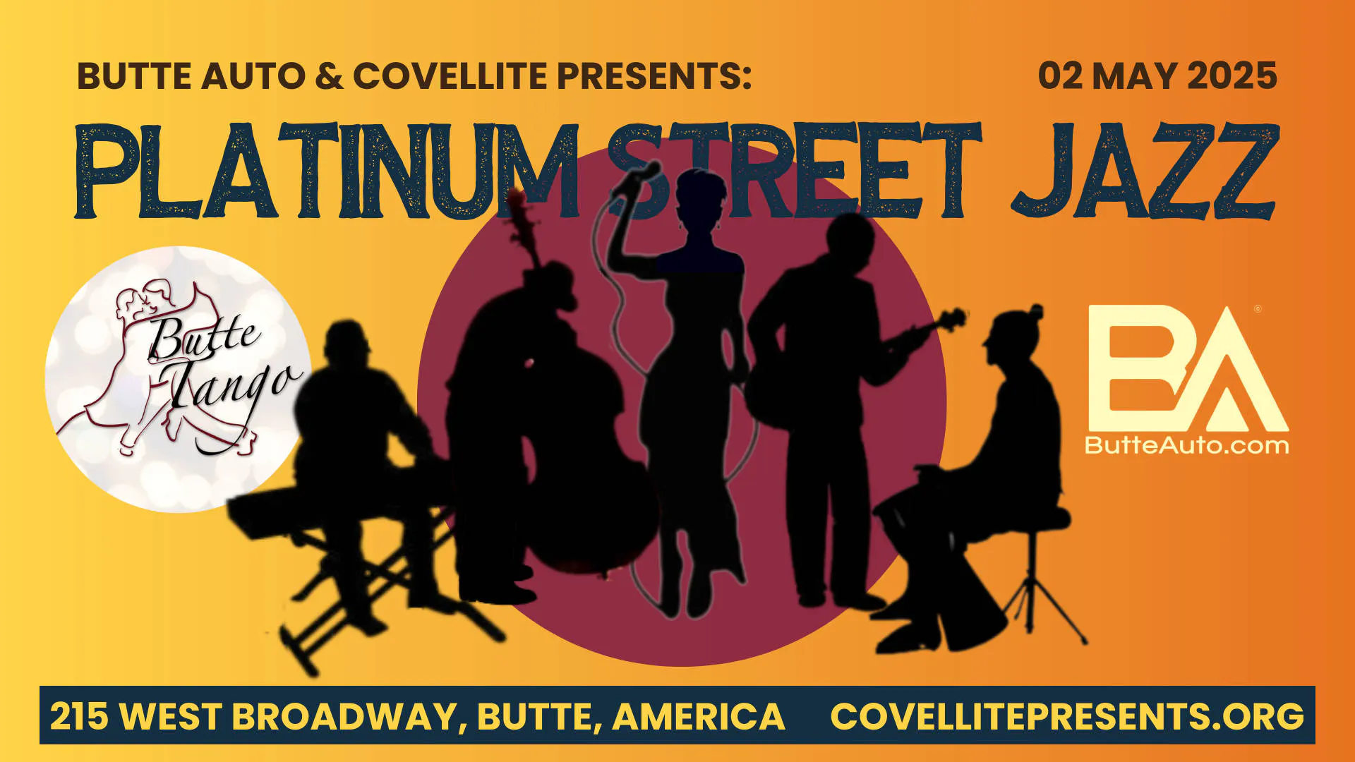 Platinum Street Jazz & Butte Tango event banner